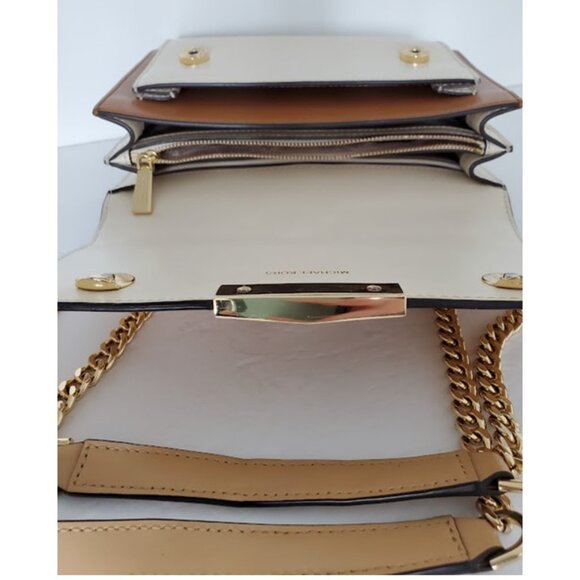 Michael Kors Jade Large Neutral Tri-Color Leather Crossbody - Picture 12 of 15
